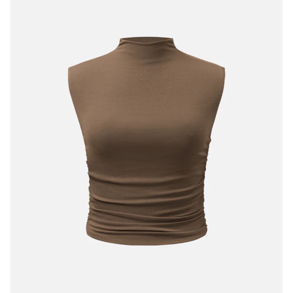 OGL Eco-SkinKiss® Workleisure Mock Neck Ruched Sides Tank Top - Picture 2 of 6